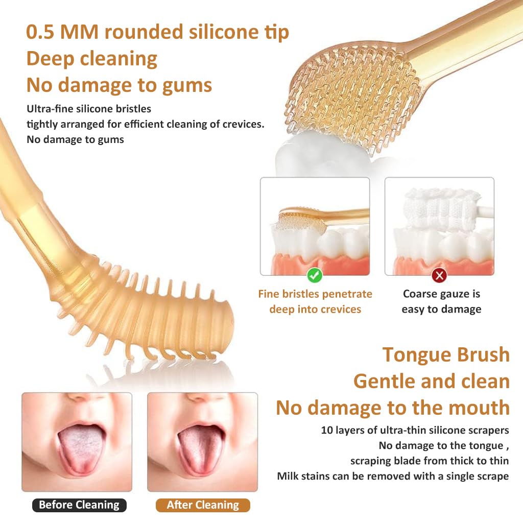 Ultra-Soft Silicone Baby Toothbrush &amp; Tongue Cleaner – 2-in-1 Oral Care Kit